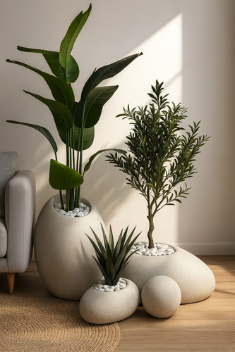 ست ۴ تایی گلدان طرح سنگ و گوی،مینیمال،خاص و جدید